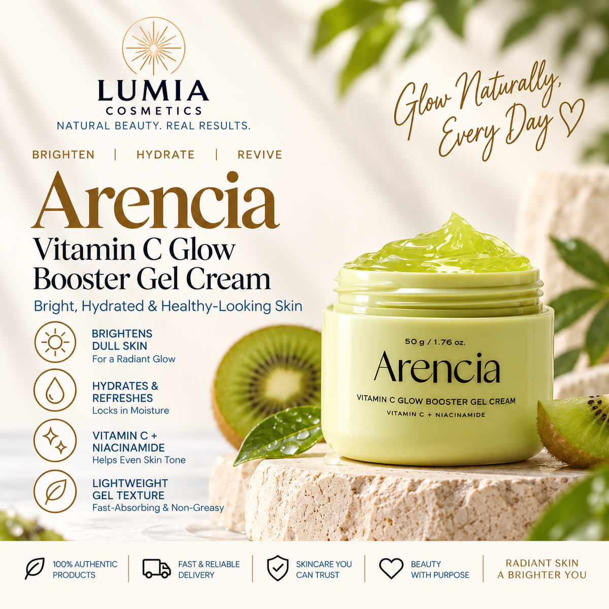Arencia Vitamin C Glow Booster Gel Cream 50g