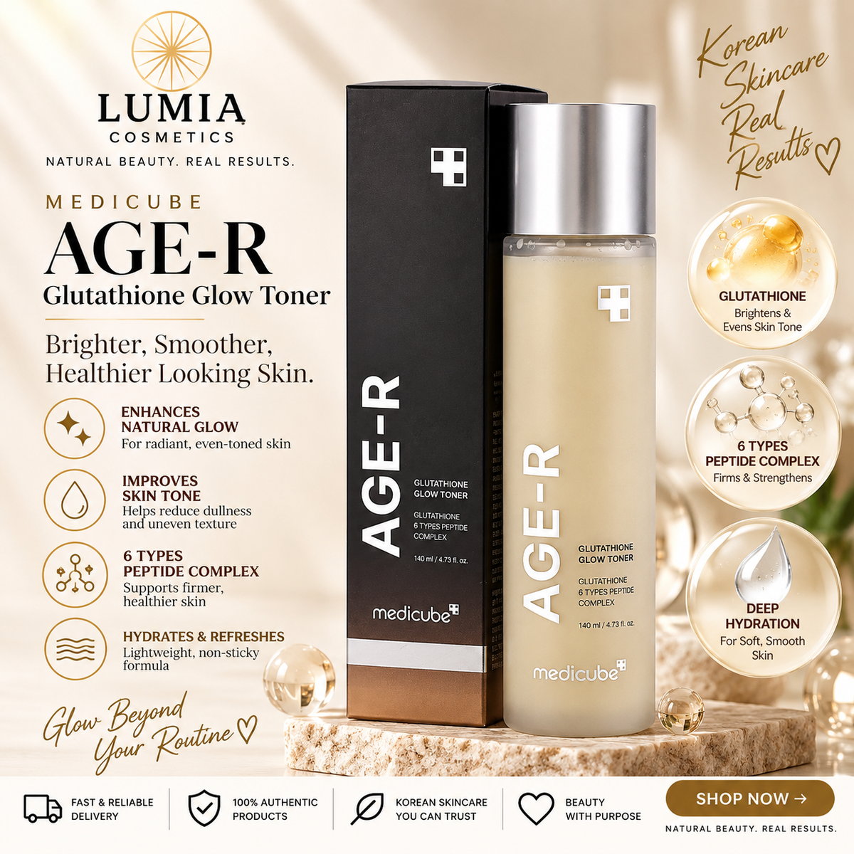 Medicube AGE-R Glutathione Glow Toner features and benefits